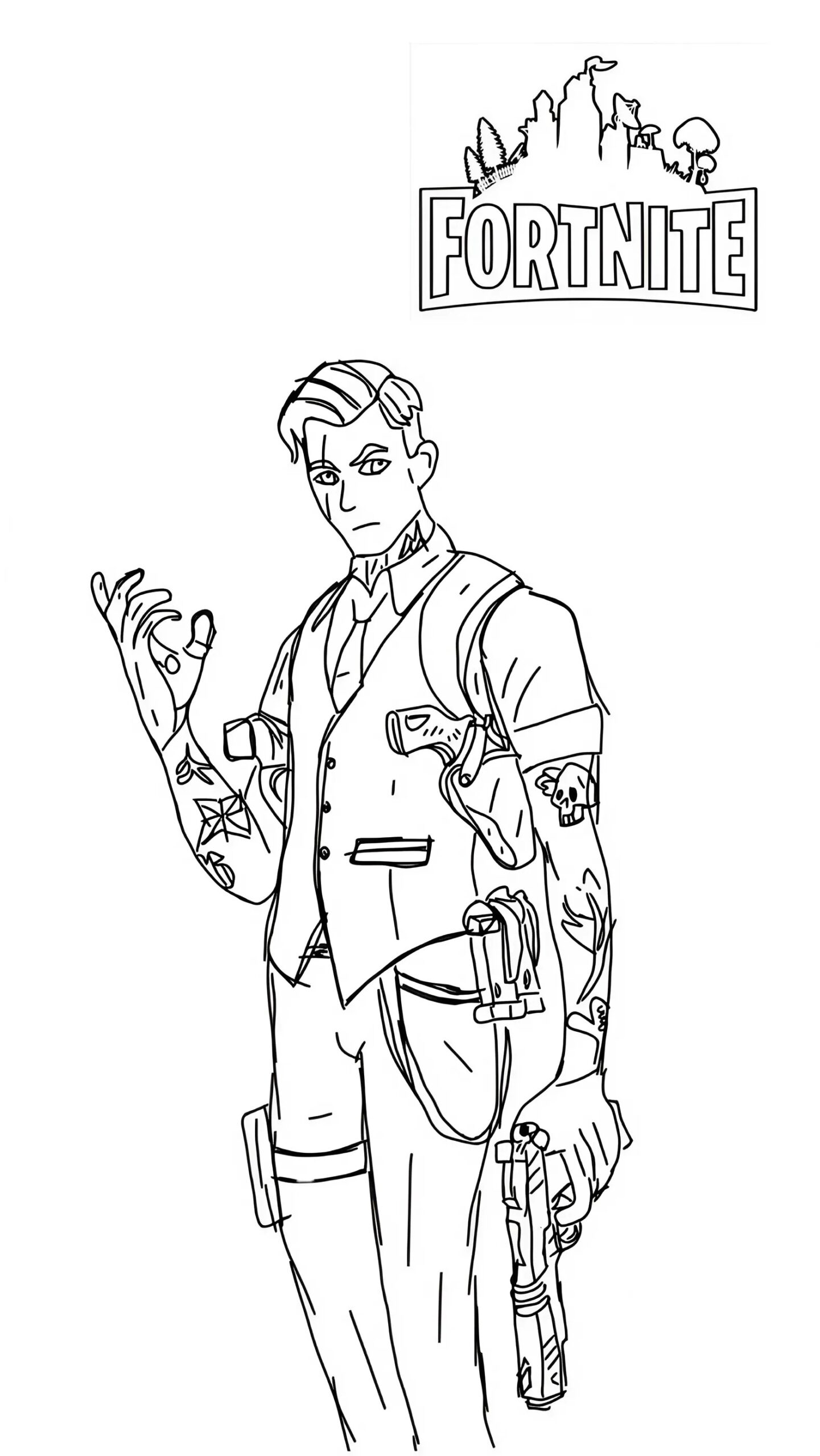 coloriage fortnite facile