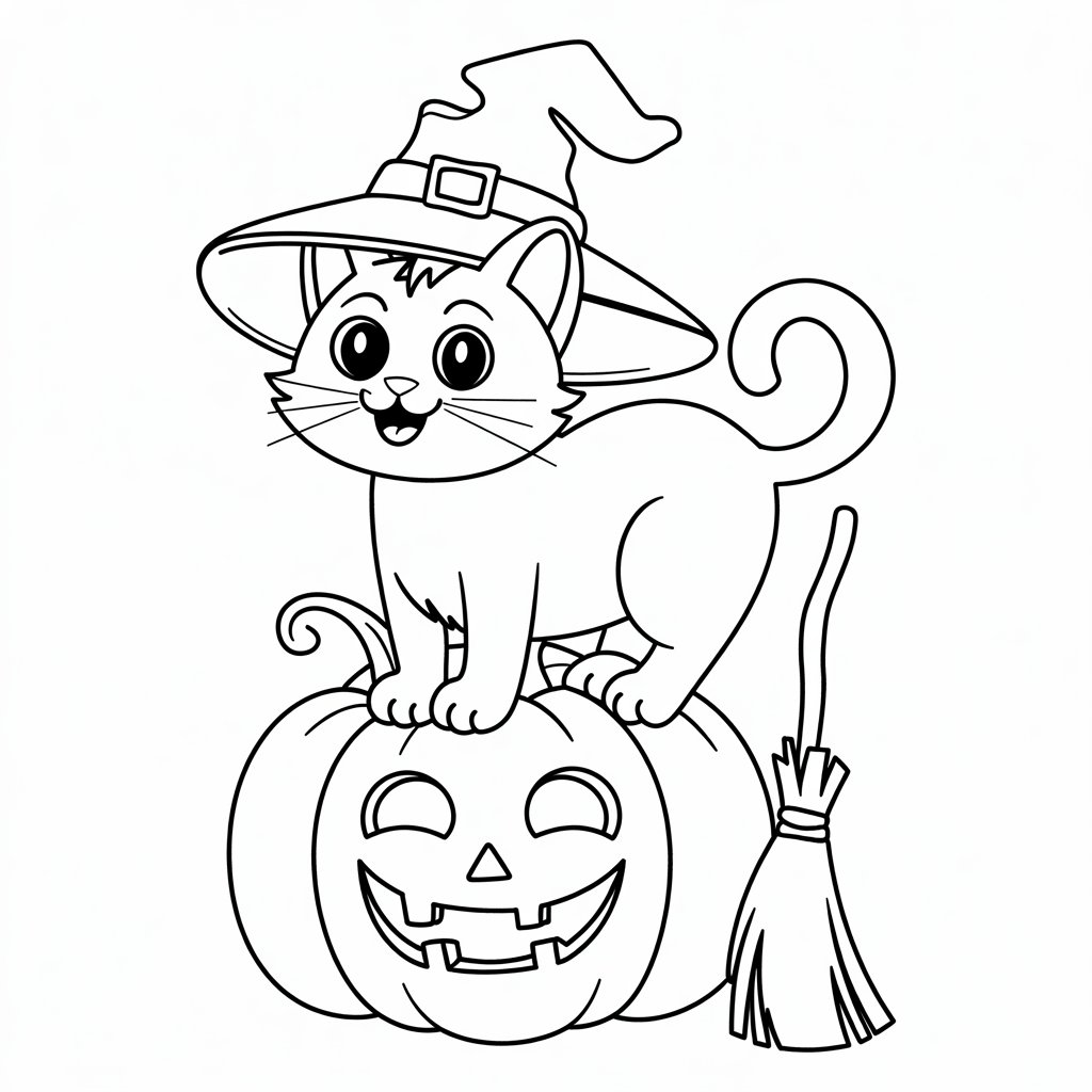 coloriage chat halloween