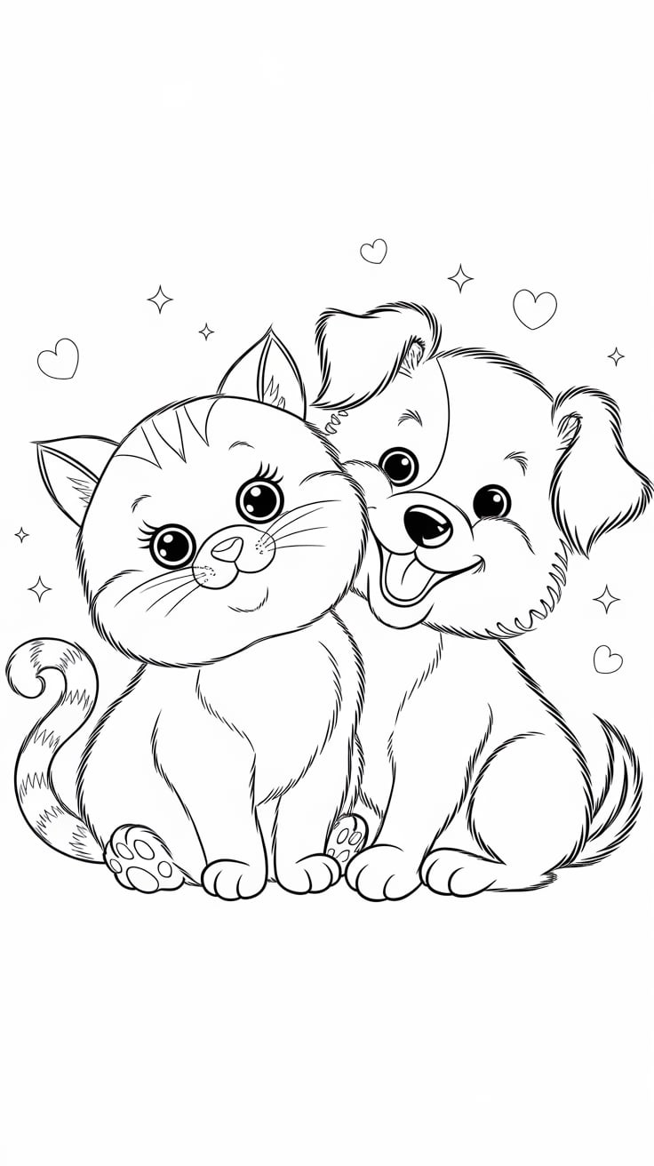 coloriage chats et chiens