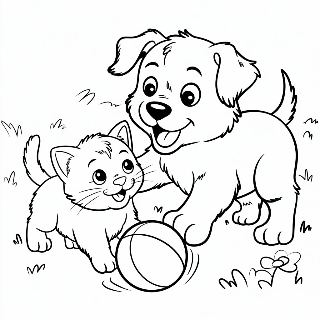 coloriage chat et chien