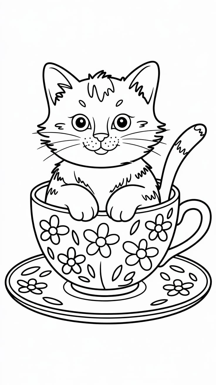 coloriage chat facile