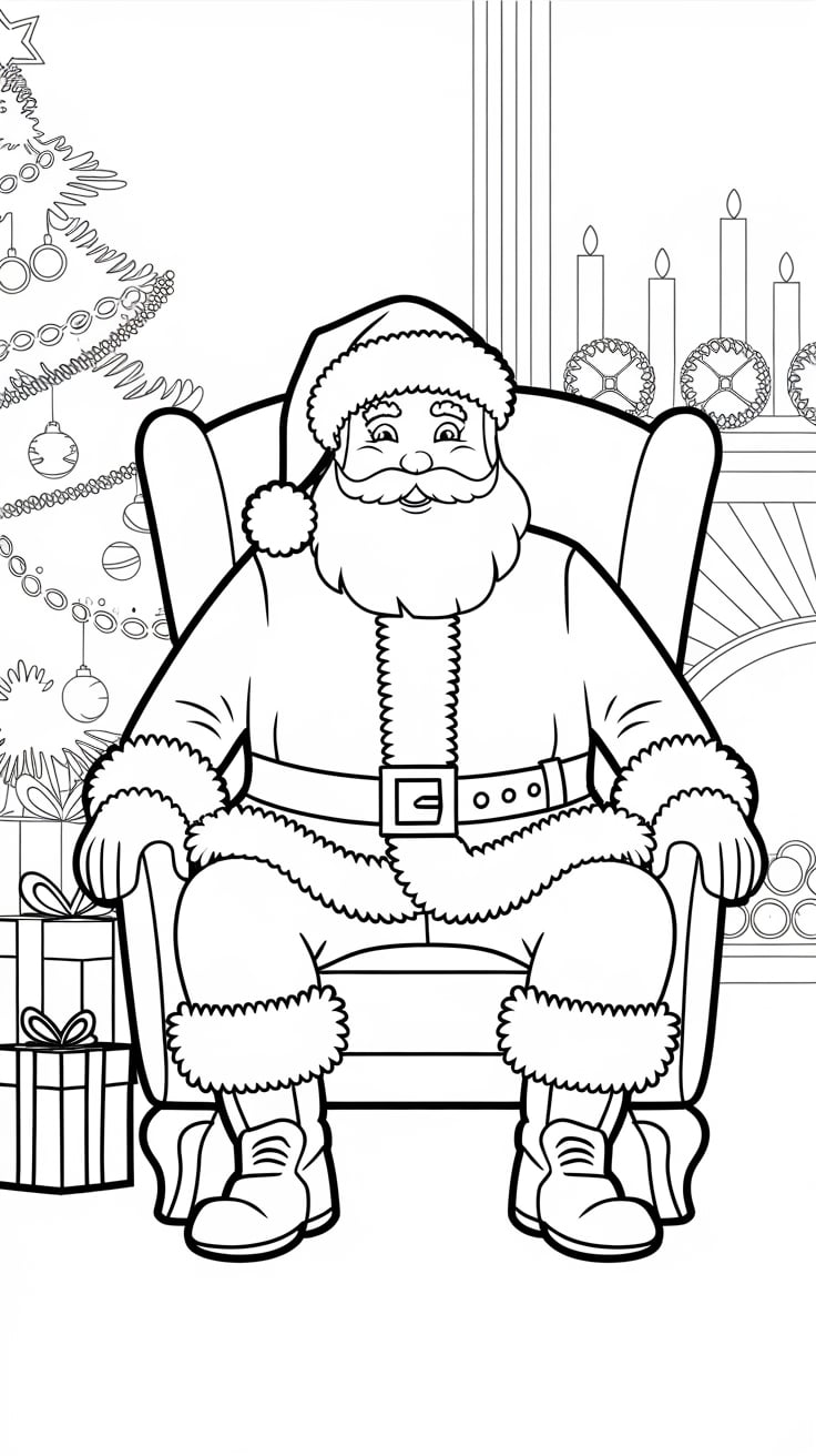 coloriage père noël avec traineau à imprimer