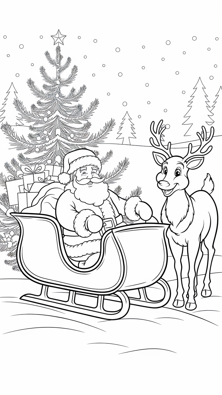 coloriage renne du père noël