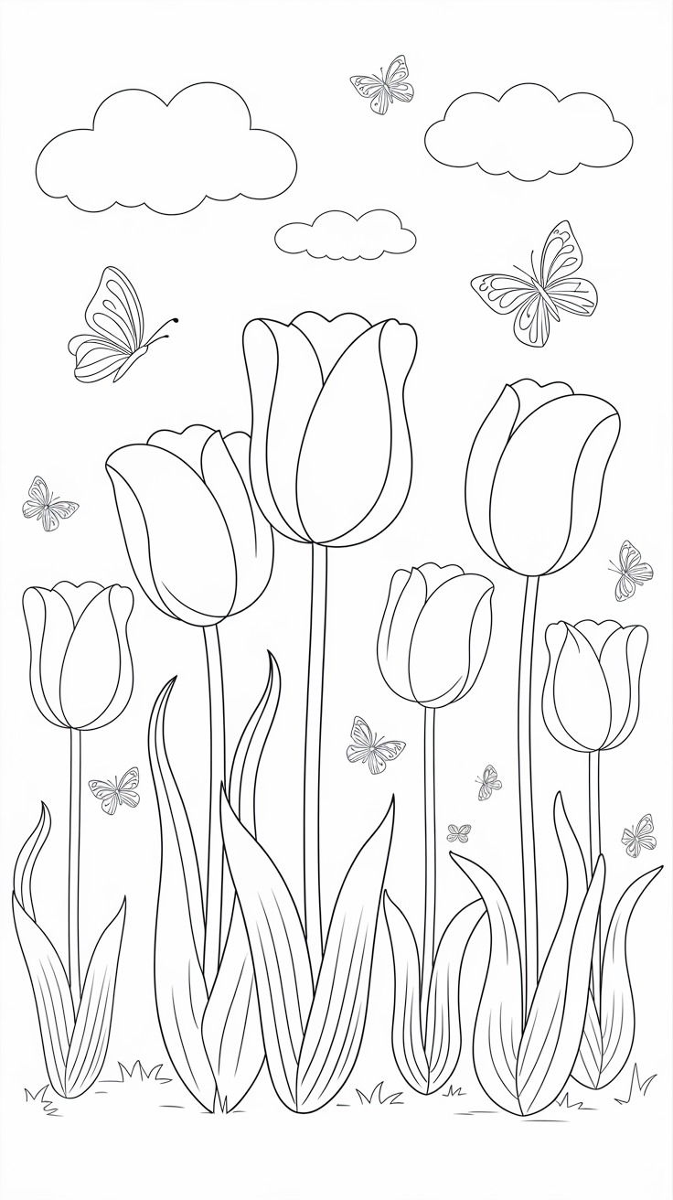 coloriage fleurs printemps à imprimer