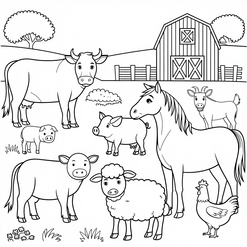 animaux ferme coloriage