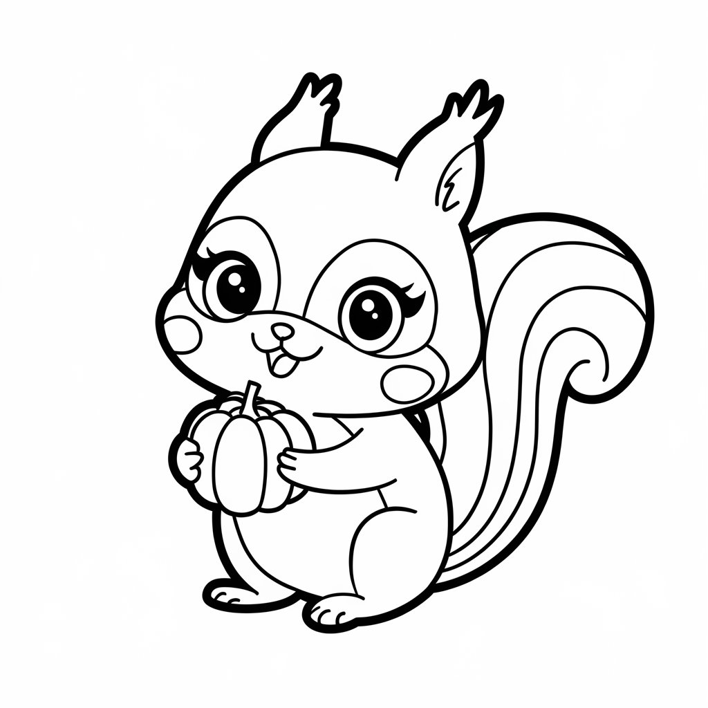 coloriage écureuil mignon