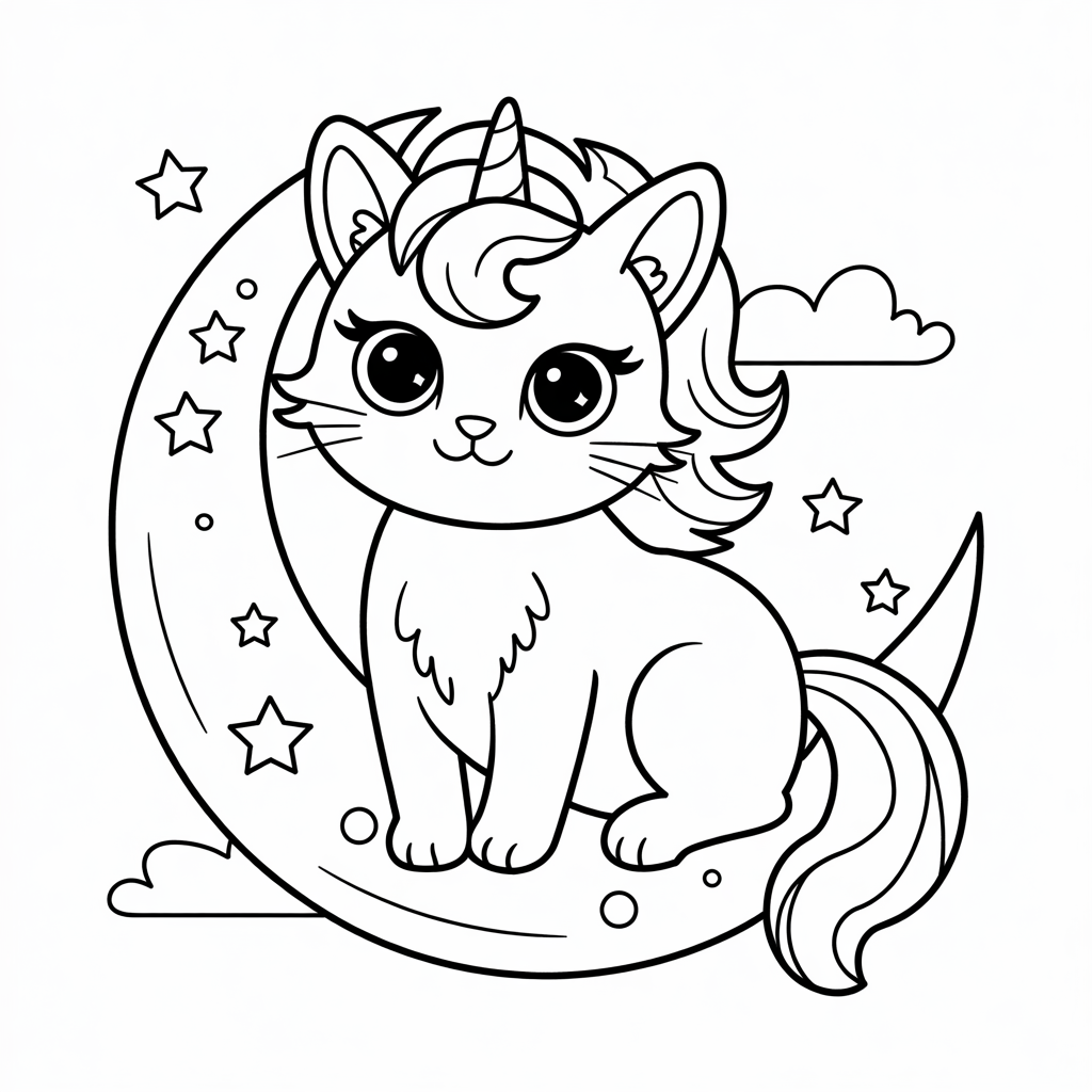 coloriage chat licorne