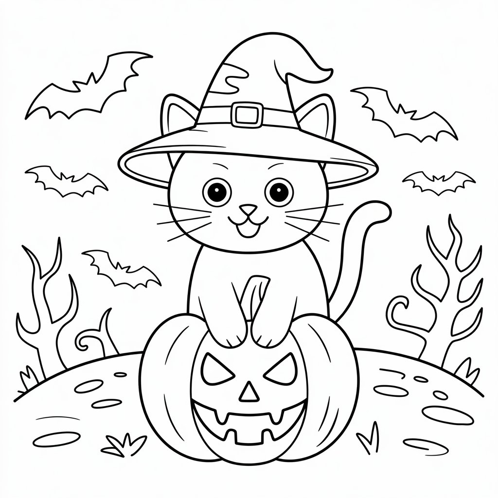 coloriage halloween chat