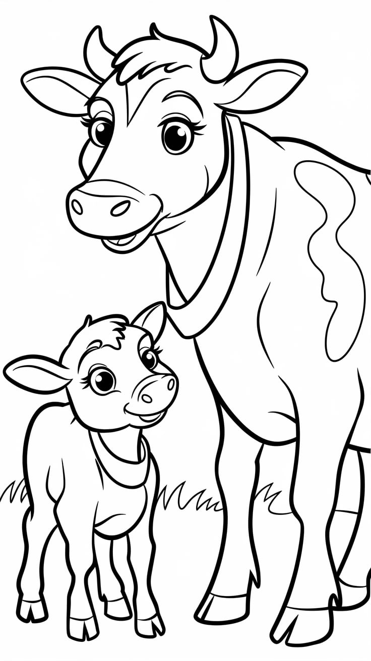 coloriage de vache et veau à imprimer