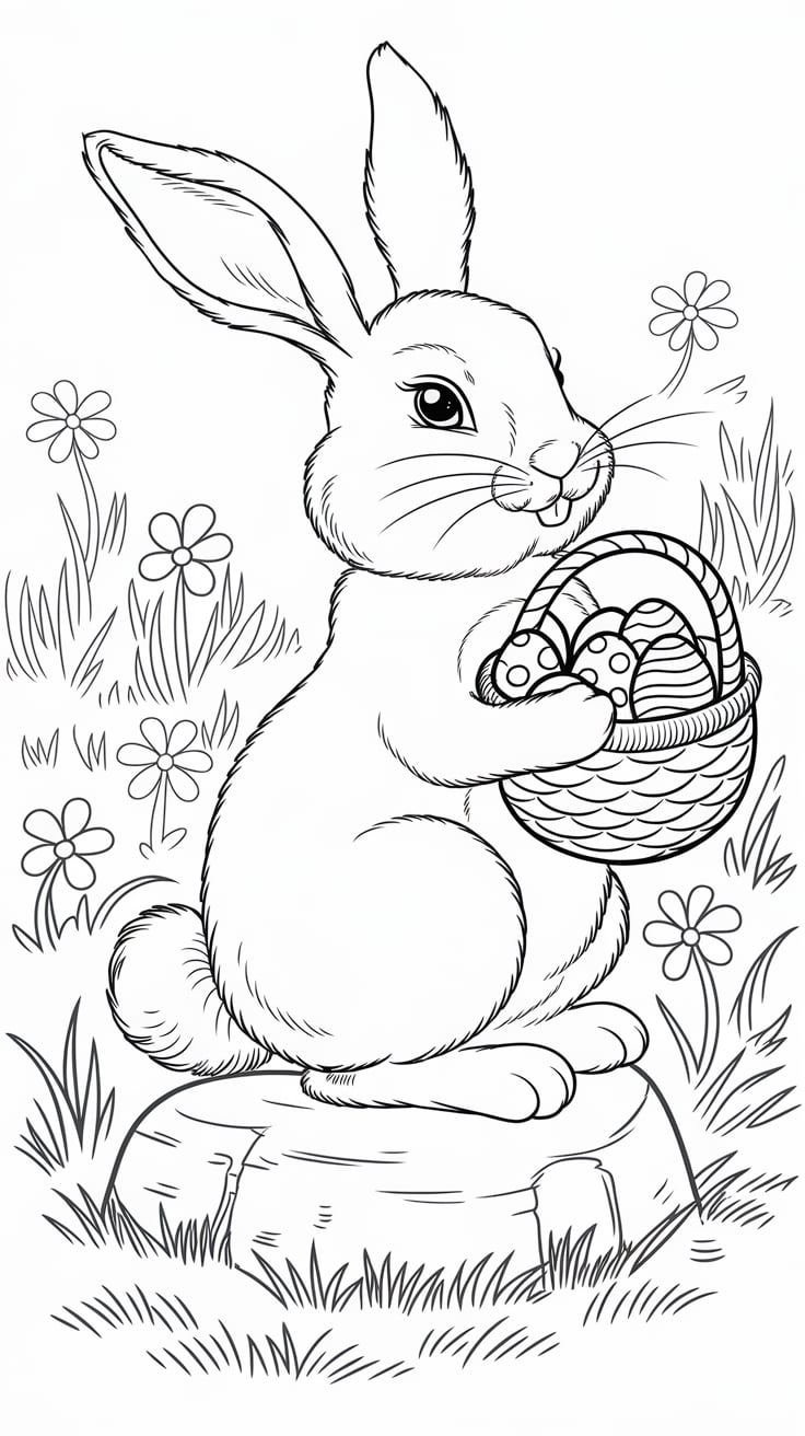 lapin oeuf coloriage paques