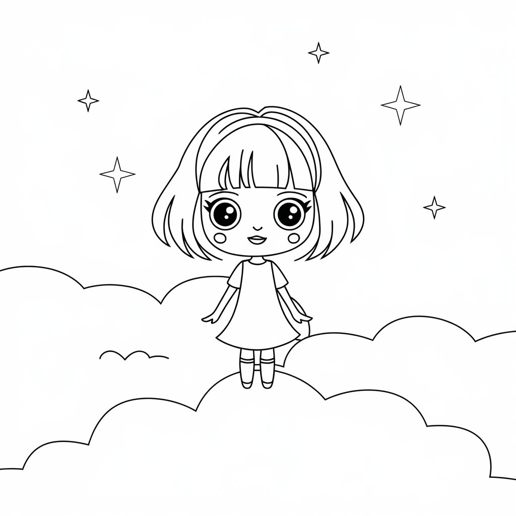 coloriage kawaii fille ado