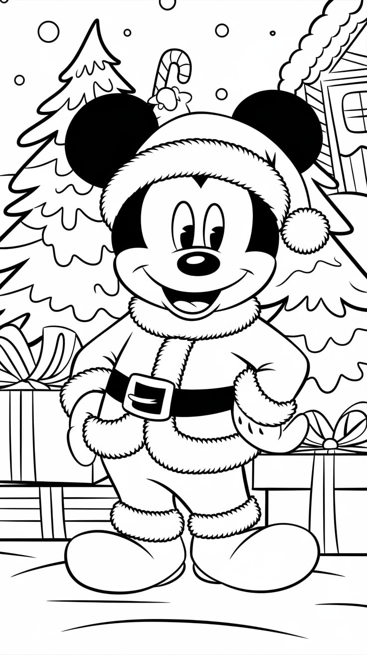coloriage mickey noel imprimer