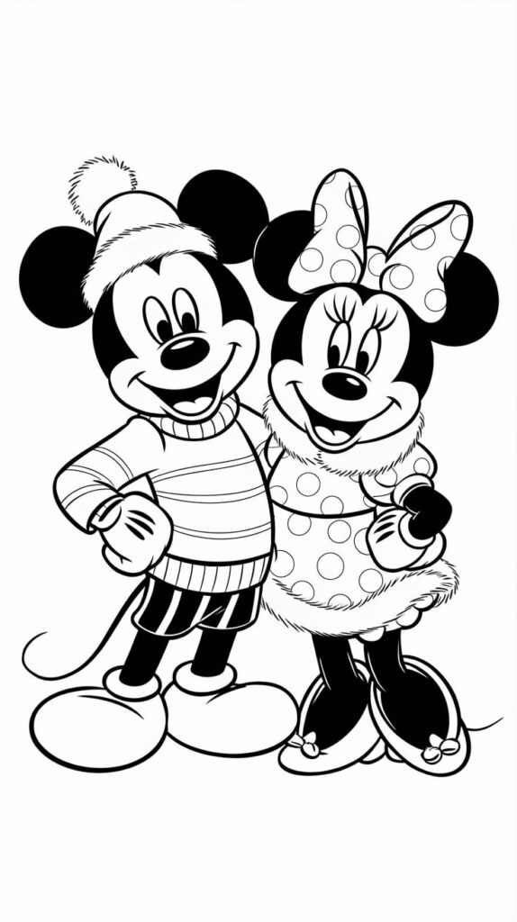 coloriage minnie et mickey