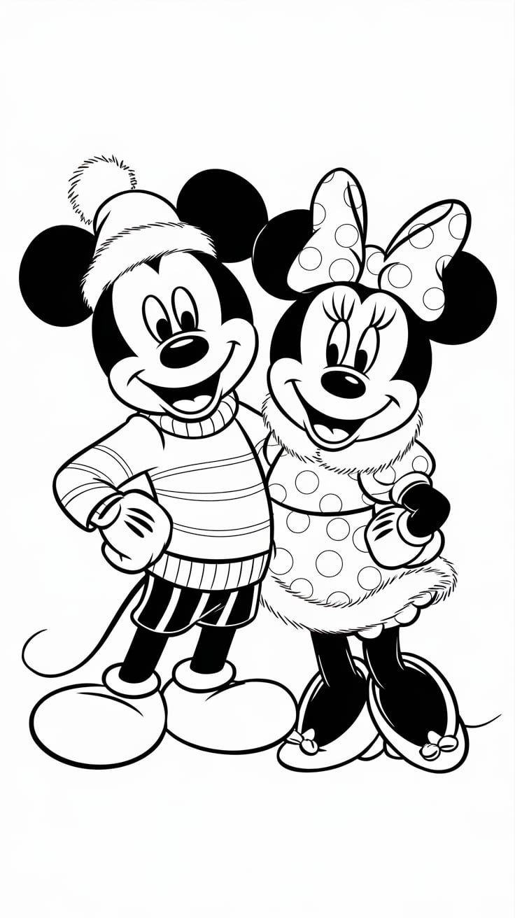 coloriage minnie et mickey