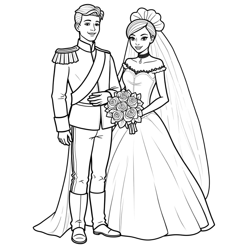 coloriage princesse et prince