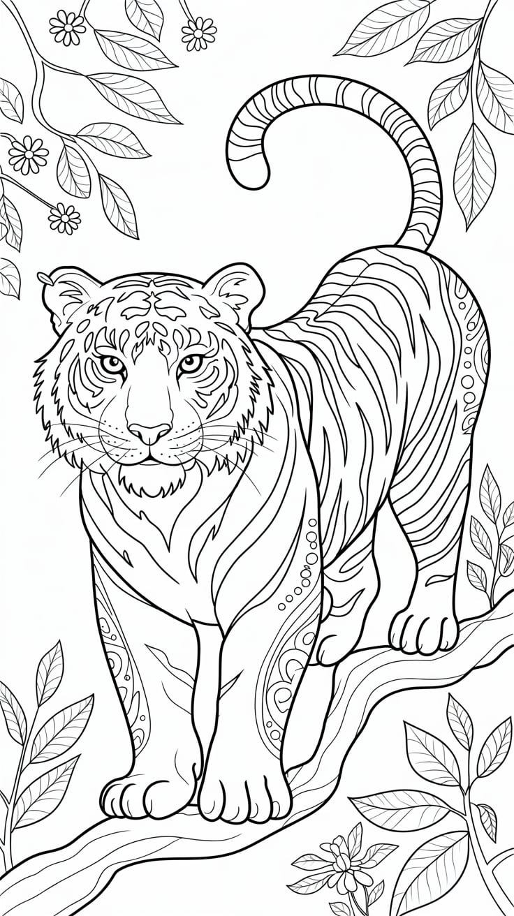 coloriage tigre mandala