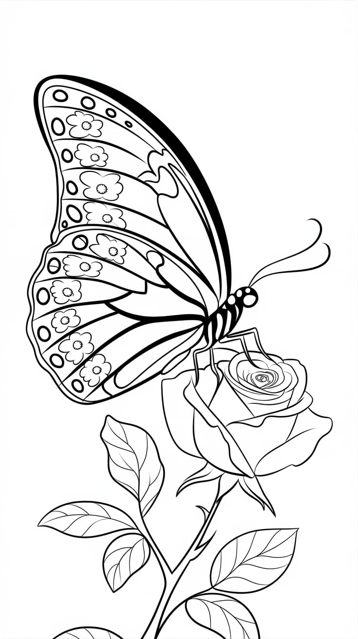 coloriage fleur papillon