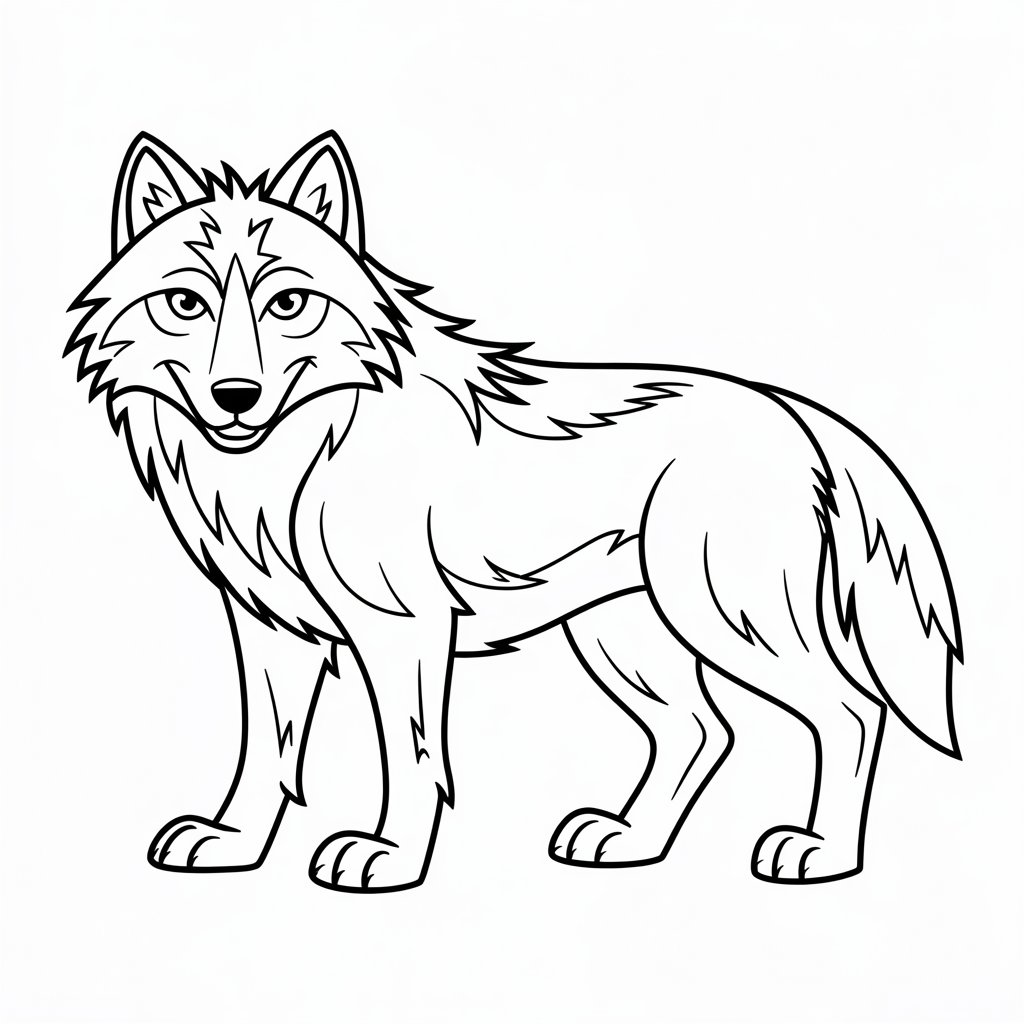 coloriage de loup facile​