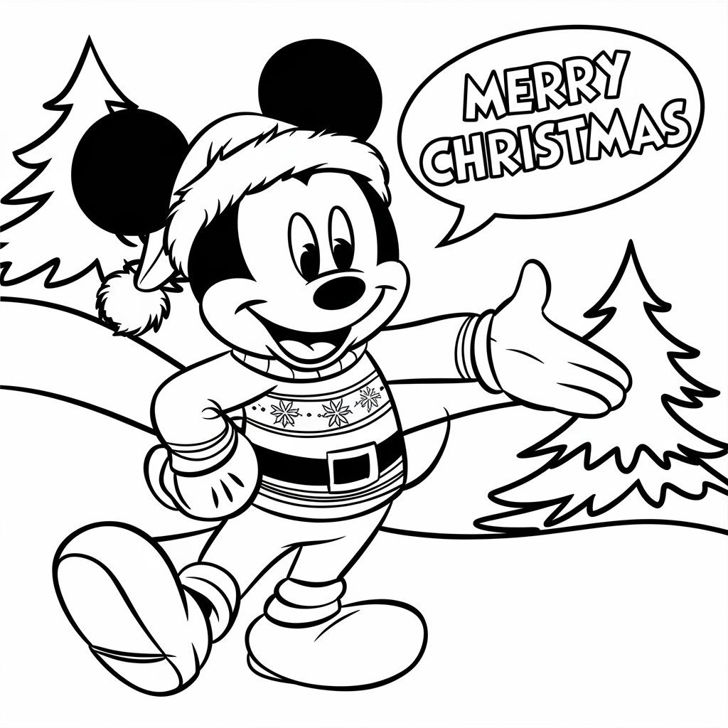 mickey noel coloriage