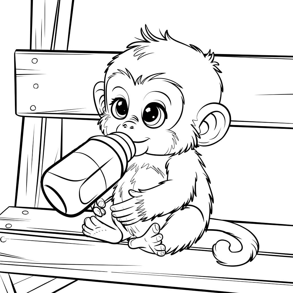 coloriage bebe singe