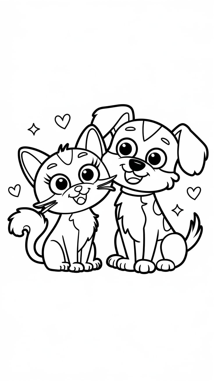 coloriage chat et chien