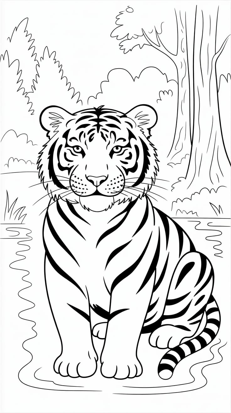 coloriage tigre à imprimer gratuit