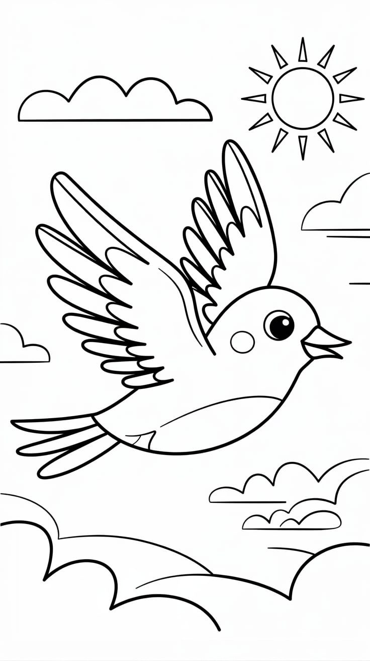 dessin facile oiseau