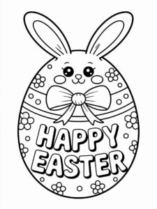 Coloriages mignons lapin de Pâques avec œuf