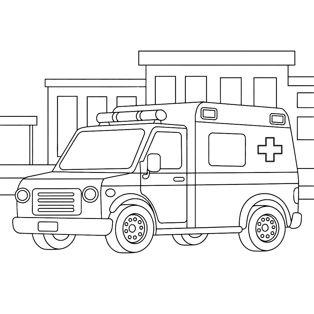 coloriage ambulance a imprimer