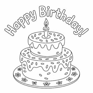 coloriage gâteau anniversaire 5 ans