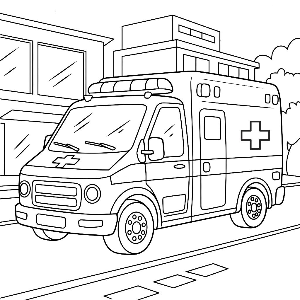 coloriage ambulance à imprimer gratuit