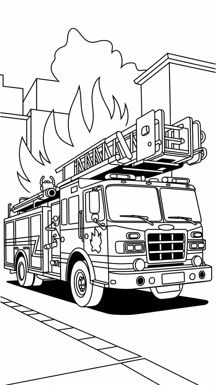 coloriage camion de pompiers