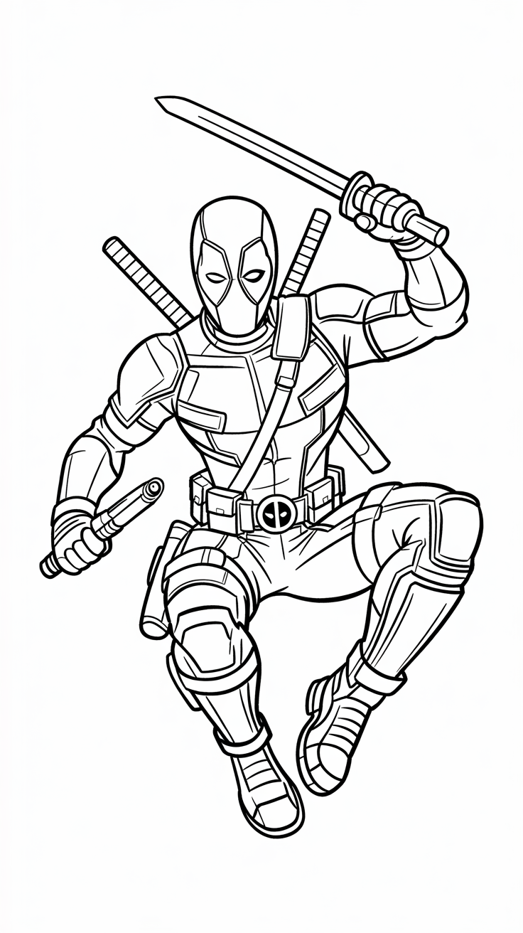 coloriage a imprimer deadpool