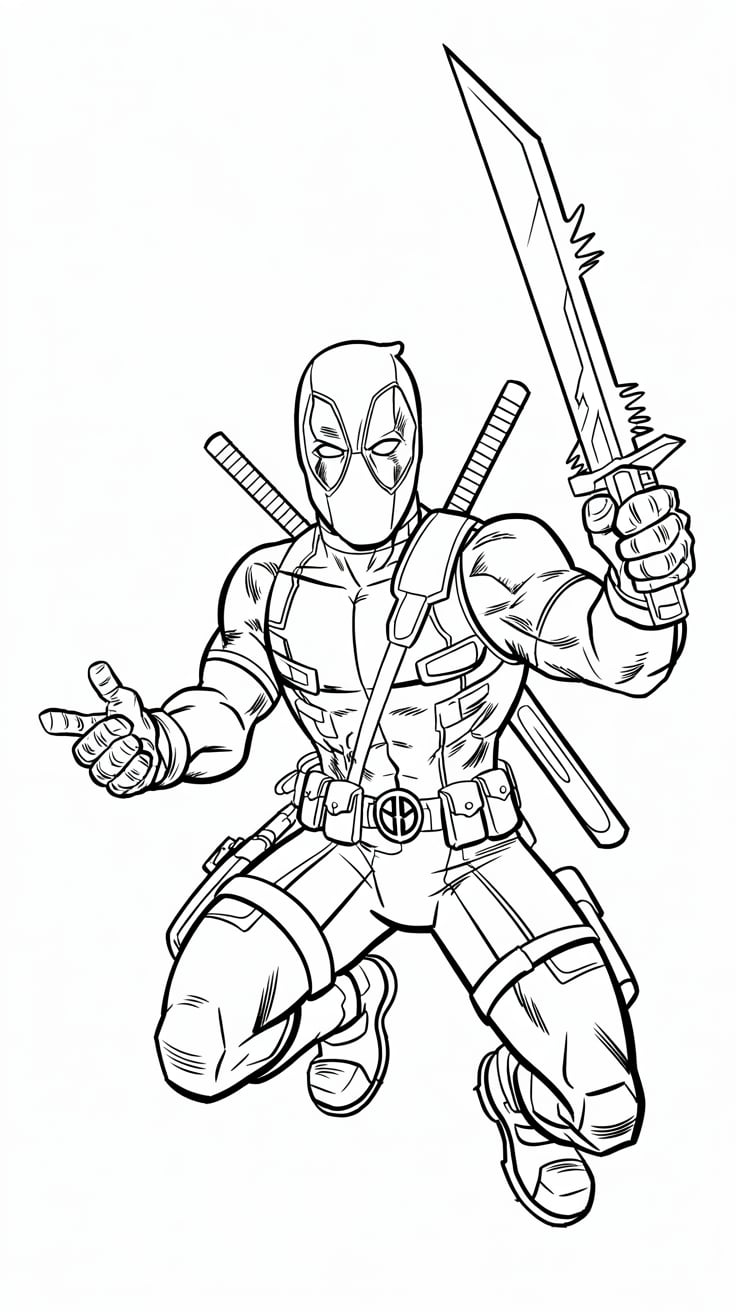 coloriage deadpool en couleur