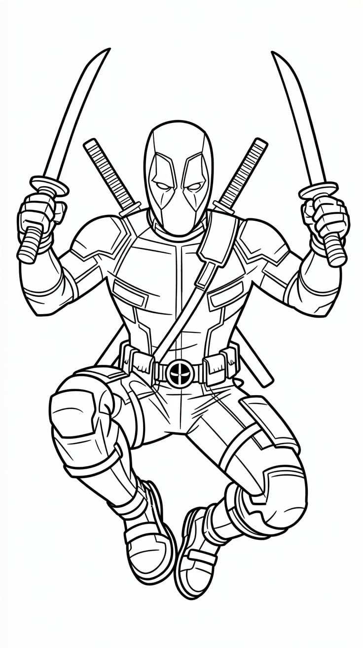 coloriage gratuit deadpool