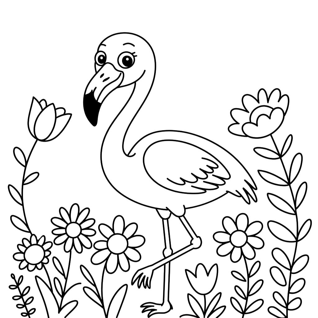 coloriage gratuit flamant rose
