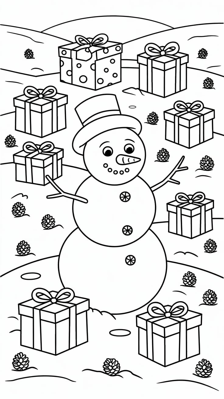 coloriage à imprimer bonhomme de neige