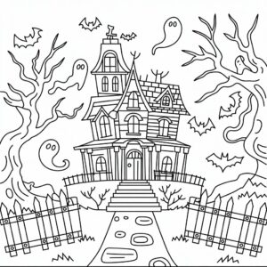 haunted house coloring sheet