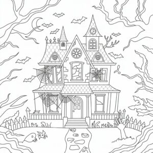 haunted house color sheet