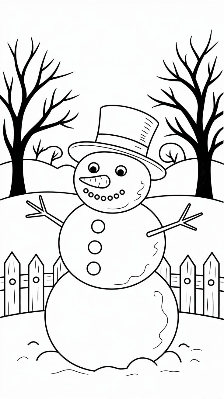 bonhomme de neige dessin couleur