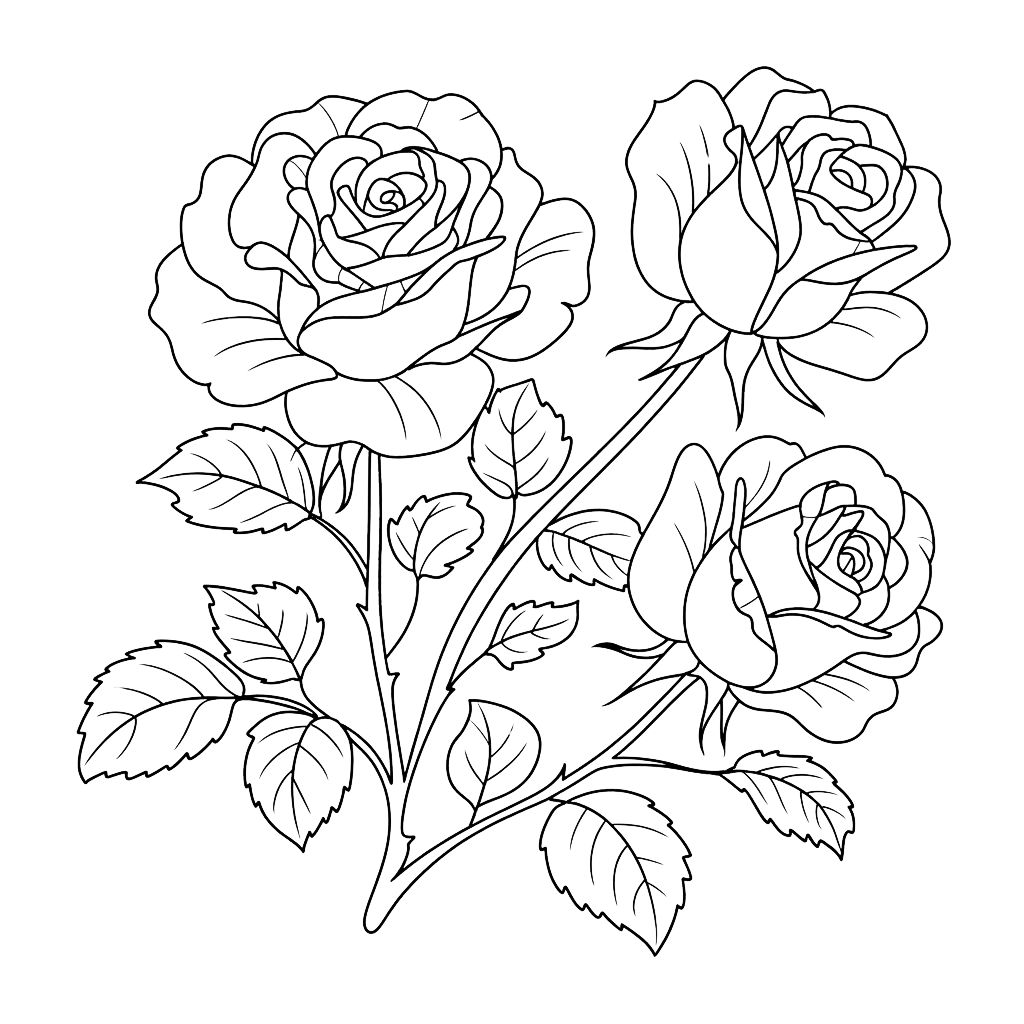 coloriage de roses