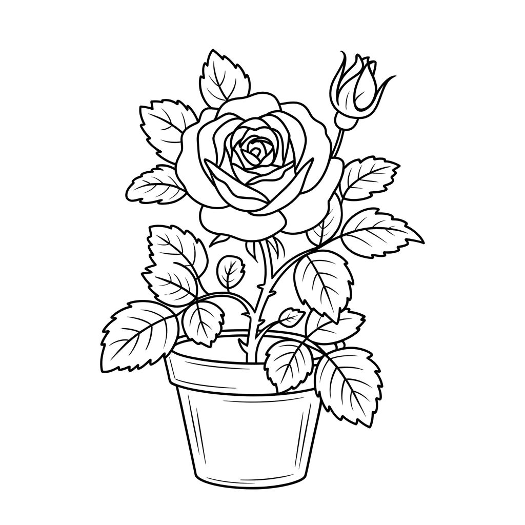 coloriage de rose