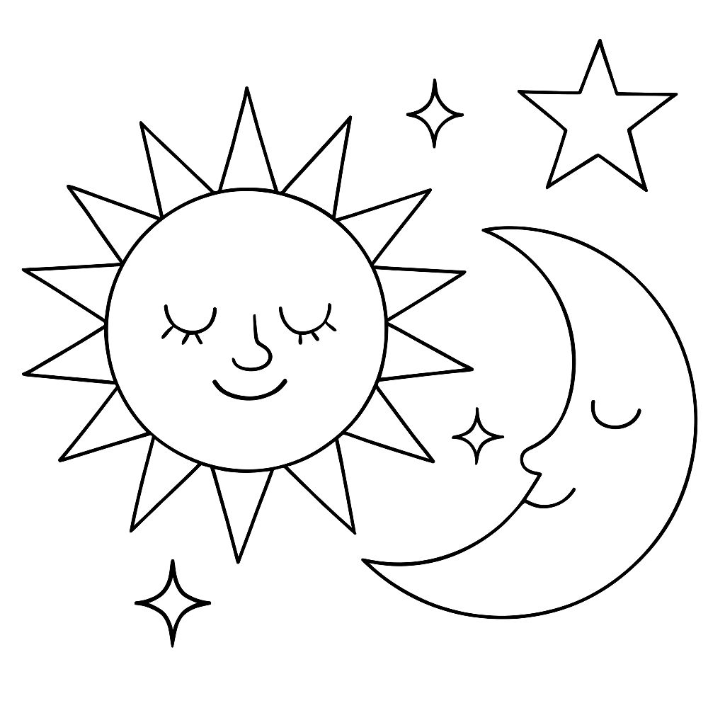 dessin lune et soleil