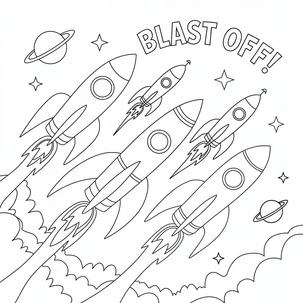 coloriage fusée à imprimer