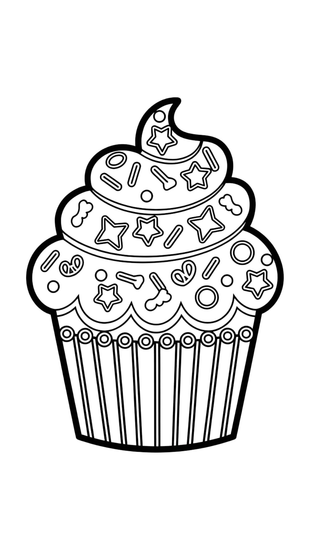 dessin coloriage cupcake