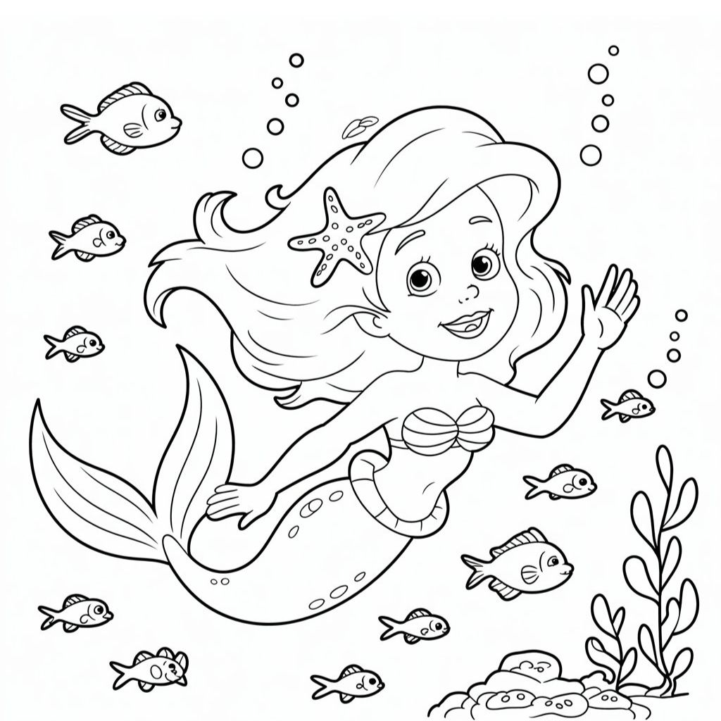 coloriage ariel la sirene