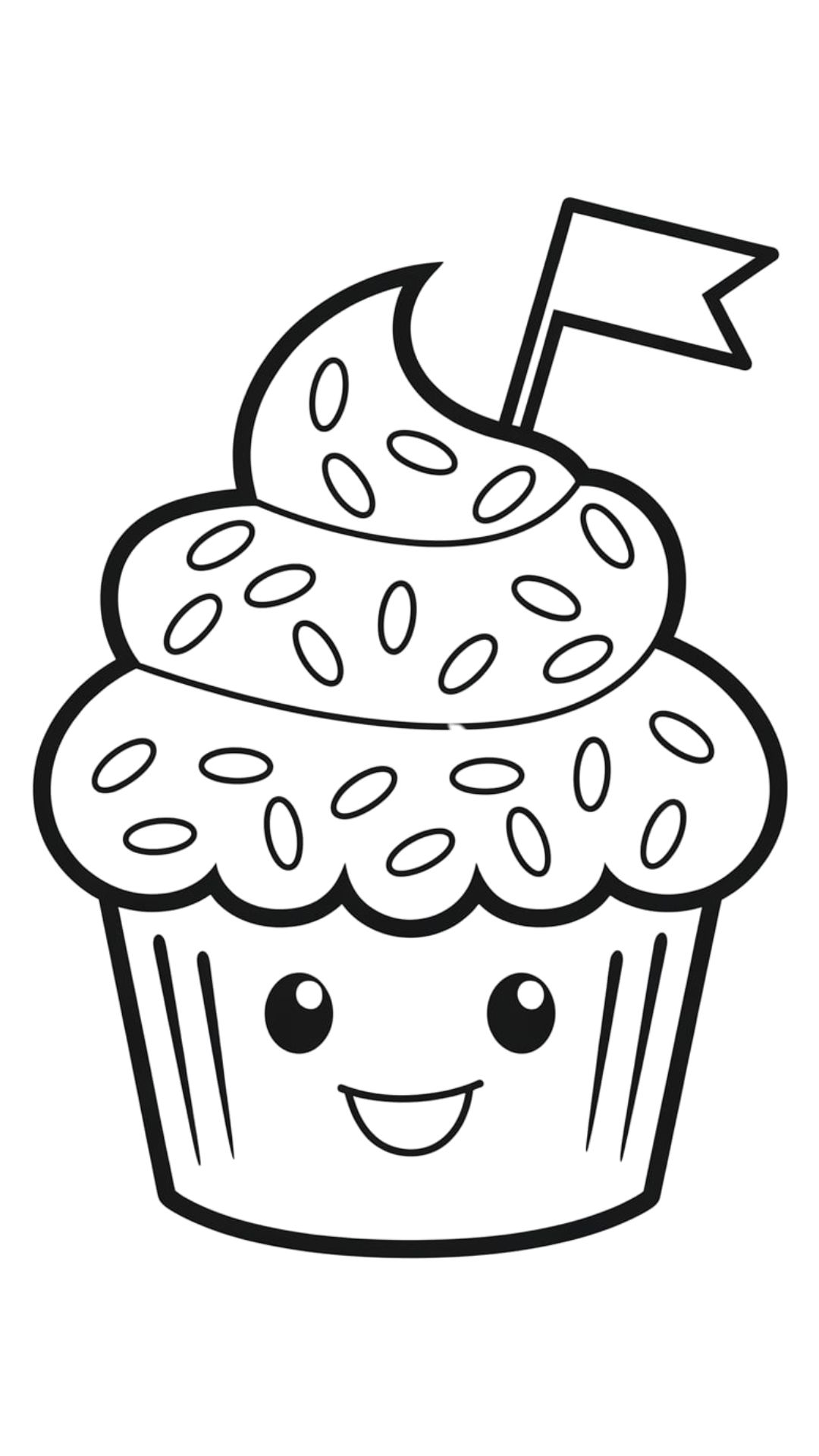 coloriage cupcake kawaii à imprimer