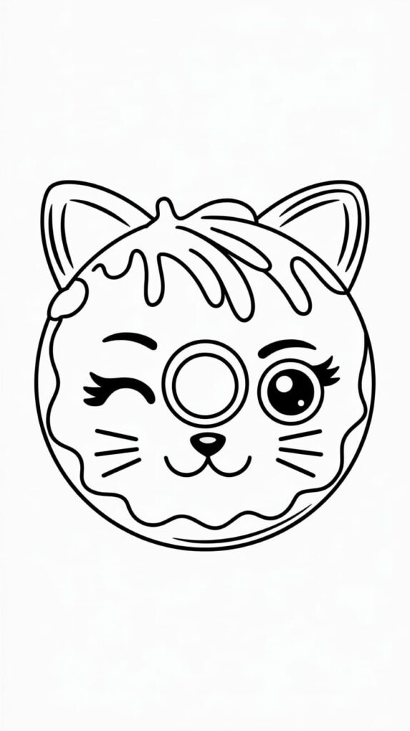 coloriage donuts kawaii à imprimer