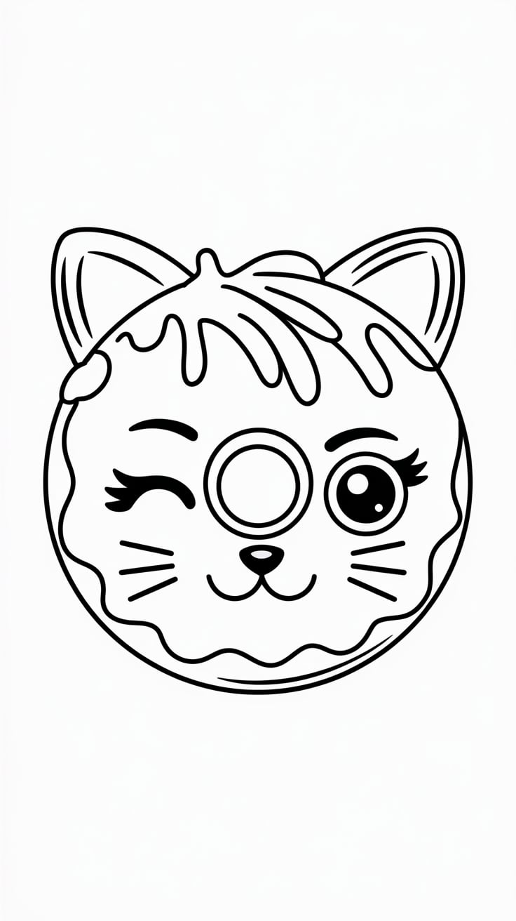 coloriage donuts kawaii à imprimer