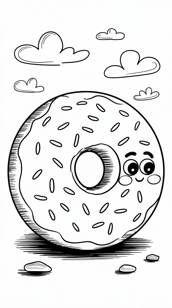 coloriage donuts kawaii a imprimer